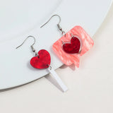 Valentine's Day Glitter Heart Bear Pendant Earring for Women Girls