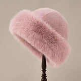 New Warm Fluffy Fur Bucket Hat Thicken Cold Plush Fisherman Hat Snowy