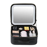 Smart LED Cosmetic Case with Mirror Cosmetic Bag Travel Makeup Bags