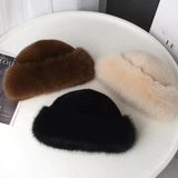 New Warm Fluffy Fur Bucket Hat Thicken Cold Plush Fisherman Hat Snowy