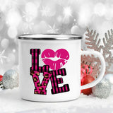 Love Heart Printed Camping Mug Valentine Party Juice Milk Cup Coffee