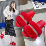 2024 Winter Designer Fur Rhinestone Slippers Women Luxury Platform