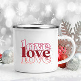 Love Heart Printed Camping Mug Valentine Party Juice Milk Cup Coffee