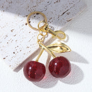 Cherry Bag Charm Keychain Exquisite Red Cherry Fruit Key Chain for