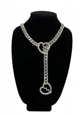 Heart O-ring slip chain for women punk rock necklace stainless steel