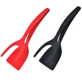 New 2 in 1 Grip Flip Spatula Tongs Egg Flipper Spatula Nylon Non Stick