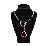 1PC Heart O-ring Slip Chain For Women Punk Rock Necklace Stainless