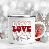 Love Heart Printed Camping Mug Valentine Party Juice Milk Cup Coffee