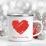 Love Heart Printed Camping Mug Valentine Party Juice Milk Cup Coffee