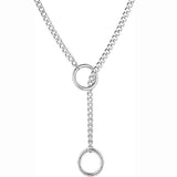 Heart O-ring slip chain for women punk rock necklace stainless steel