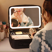 Smart LED Cosmetic Case with Mirror Cosmetic Bag Travel Makeup Bags