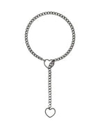 Heart O-ring slip chain for women punk rock necklace stainless steel