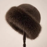 New Warm Fluffy Fur Bucket Hat Thicken Cold Plush Fisherman Hat Snowy