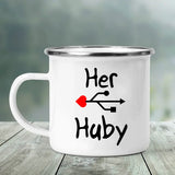 His Wifiy  Her Huby Funny USB WIFI Print Funny Couple Mug Coffee