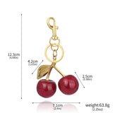 Cherry Bag Charm Keychain Exquisite Red Cherry Fruit Key Chain for