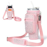 Bling Diamond Water Bottle Carrying Bag for Stanley 40 oz with Card