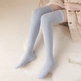 Winter Warm Coral Fleece Over-knee High Socks for Women Plush Home